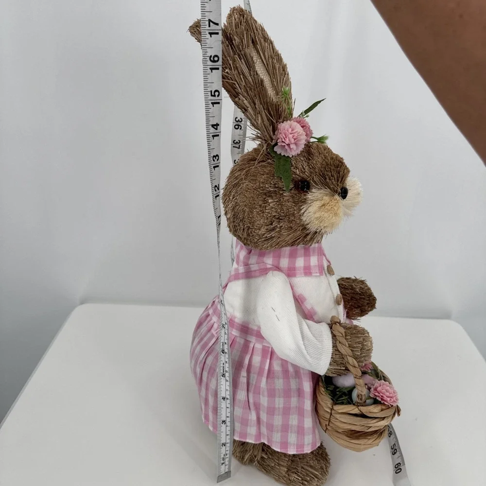 Vintage Pier 1 Sisal Straw Easter Bunny Set Of‎ 2 Dad (new) & Mom Spring Whimsy